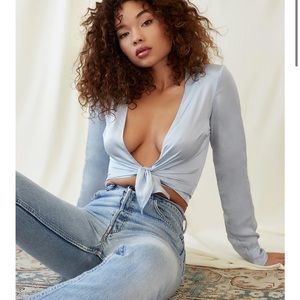 Andjela Collection: Satin Top in Ice Blue US 8